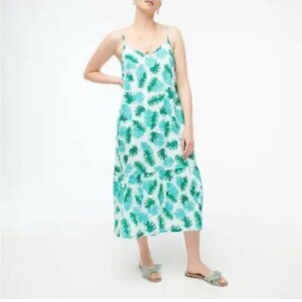 J.Crew Tropical Leaf Print Sleeveless Maxi Dress Size Small